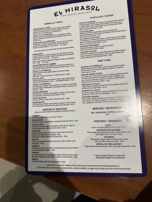 Menu photo 2 El Mirasol Boerne, TX