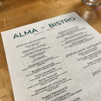 Alma Bistro - Sneak peek at the menu front - Latin American Near Me - Norwalk, Connecticut Alma Bistro - Sneak peek at the menu front - Latin American Near Me - Norwalk, Connecticut