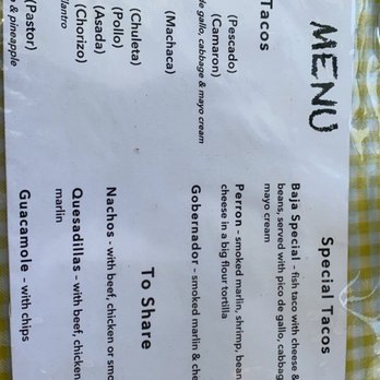 1 & Only Tacos - Menu - Tacos Near Me - Cabo San Lucas, BCS
