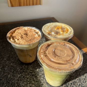 Kamurocho - (Left) Einspänner, (back right) honeycomb latte, (front) kamo latte - Shaved Ice Near Me - Pleasanton, California Kamurocho - (Left) Einspänner, (back right) honeycomb latte, (front) kamo latte - Shaved Ice Near Me - Pleasanton, California