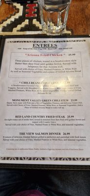 Menu photo 5 The View Restaurant Monument Valley, UT