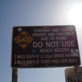 Black's Beach - warning sign - Beaches Near Me - San Diego, California
