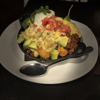 110 Grill - Chorizo totcho bowl. It's like loaded nachos but with tater tots instead of chips. It was amazing - New American Near Me - Poughkeepsie, New York