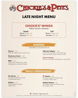 Menu photo 5 Chickie's & Pete's Reno, NV