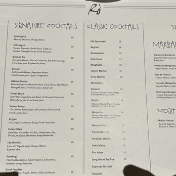 RO Steakhouse - Cocktail menu as of 10/2026. - Steakhouses Near Me - Coral Gables, Florida