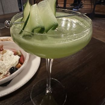 Sage & Salt Bistro - Green man: Gunpowder Sardinian Citrus Gin, Lime Juice, Simple Syrup, Cucumber Sorbet | Refreshing-Crushable-Porch Sipper - New American Near Me - Winston-Salem, North Carolina