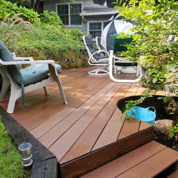 Squeegee Clean - Back composite deck looks brand new after pressure washing! - Window Washing Near Me Squeegee Clean - Back composite deck looks brand new after pressure washing! - Window Washing Near Me