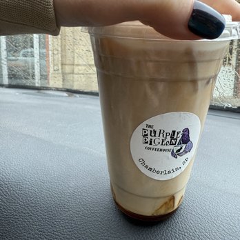 The Purple Pigeon Coffeehouse - 16oz latte with sticky toffee and butterscotch toffee - Coffee & Tea Near Me - Chamberlain, South Dakota