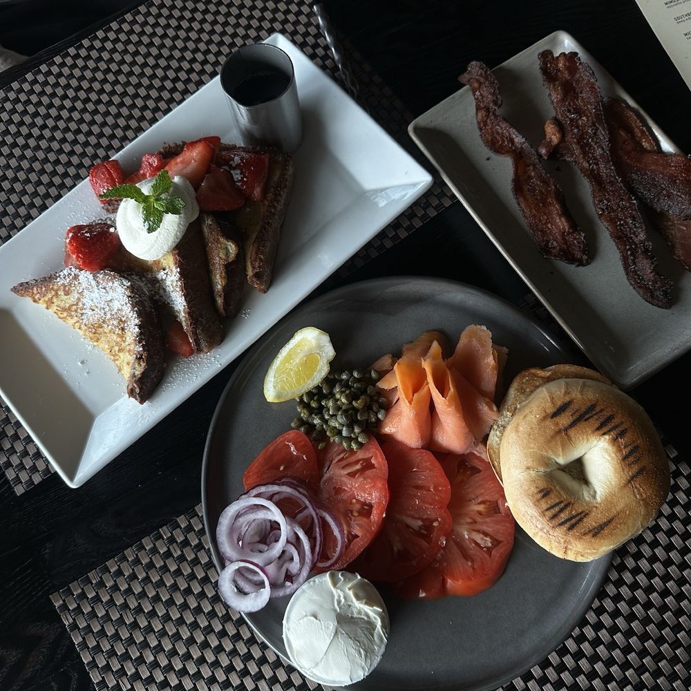 Six Seven Restaurant - Brioche French Toast & Lox & Bagel Plate - New American Near Me - Seattle, Washington Six Seven Restaurant - Brioche French Toast & Lox & Bagel Plate - New American Near Me - Seattle, Washington