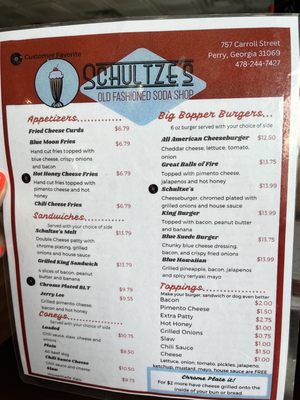 Menu photo 1 Schultze's Old Fashioned Soda Shop Perry, GA