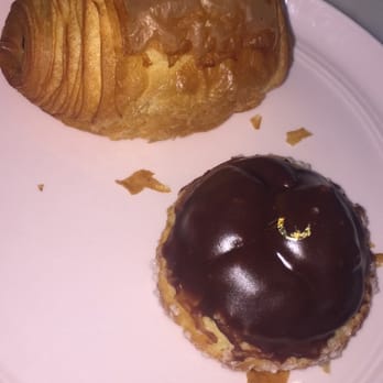 Chaumont - chocolate filled croissant and the other pastry is filled with banana custard (i think) topped with chocolate & gold!! ig: @nachewithjosh - Bakeries Near Me - Beverly Hills, California