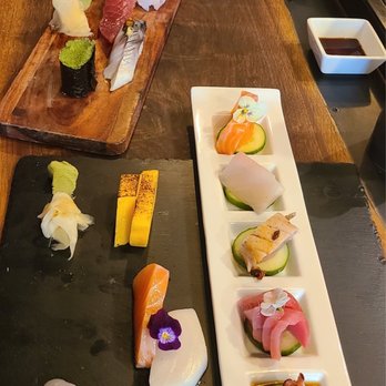 IKKAI Restaurant - A la carte sashimi in the foreground, a la carte nigiri in the background - Japanese Near Me - Naperville, Illinois