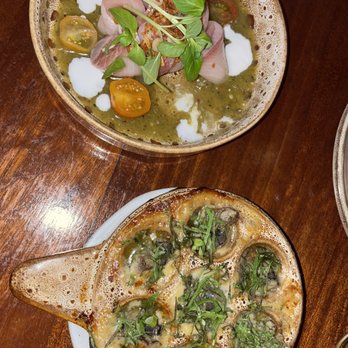 The Tyger - Hamachi crudo and miso butter escargot - Cocktail Bars Near Me - New York, New York The Tyger - Hamachi crudo and miso butter escargot - Cocktail Bars Near Me - New York, New York
