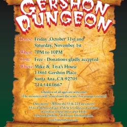 The Gershon Dungeon - The Gershon Dungeon. Open 10/31 & 11/1 7PM-10PM