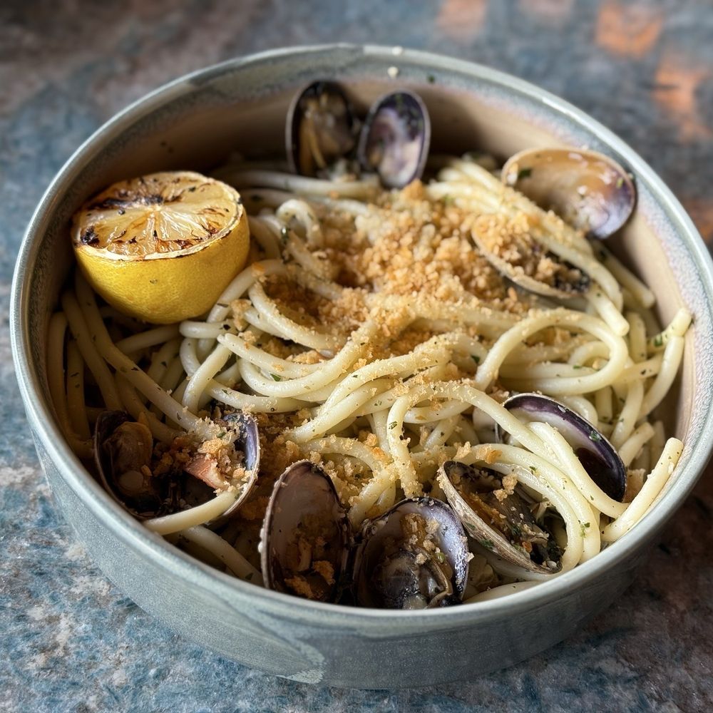 Magic Key Terrace - Magic Key Holder Dining - Bucatini Alle Vongole - Wine Bars Near Me - Anaheim, California