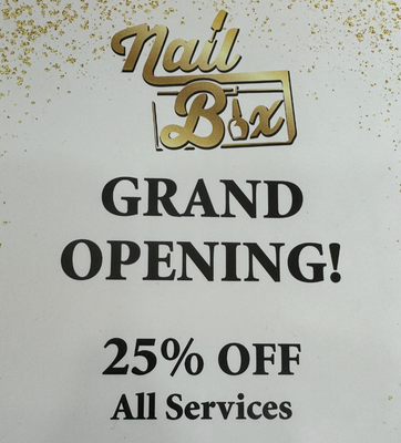 Show us this ad to redeem offer - Thank you for choosing Nail box! We appreciate your business and want to offer you this special promotion. Expires April 7, 2024.