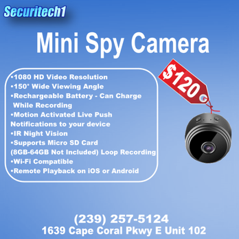 Securitech1 - This mini spy camera is the perfect way to keep an eye on your valuables, without being noticed. - Security Systems Near Me - Cape Coral, Florida Securitech1 - This mini spy camera is the perfect way to keep an eye on your valuables, without being noticed. - Security Systems Near Me - Cape Coral, Florida