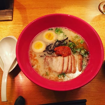 Ippudo - Westside - Akamura Modern ramen with added egg and pork. - Ramen Near Me - New York, New York