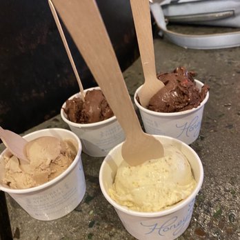 Honeysuckle Gelato - The product. Two choccy, one coffee, one pistachio. - Ice Cream & Frozen Yogurt Near Me - Atlanta, Georgia