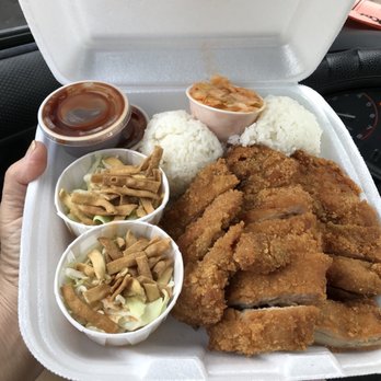 Grace's Inn - I put my hand in the picture for scale. Humungoid portion of chicken kats. - Fast Food Near Me - Honolulu, Hawaii