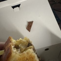 The Meltdown - Hot mess melt with a piece of cardboard that was in the sandwich that I had spit out.