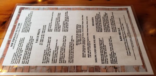 Menu photo 1 The Vault South Wayne, WI