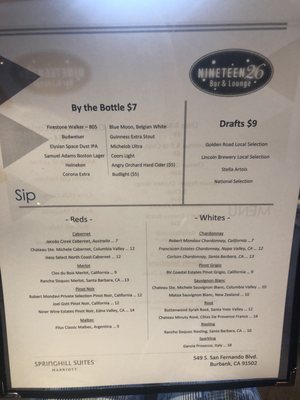 Menu photo 1 Nineteen 26 Bar & Lounge Burbank, CA Menu photo 1 Nineteen 26 Bar & Lounge Burbank, CA