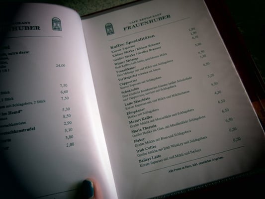 Menu photo 5 Cafe Frauenhuber Vienna, 9 Menu photo 5 Cafe Frauenhuber Vienna, 9