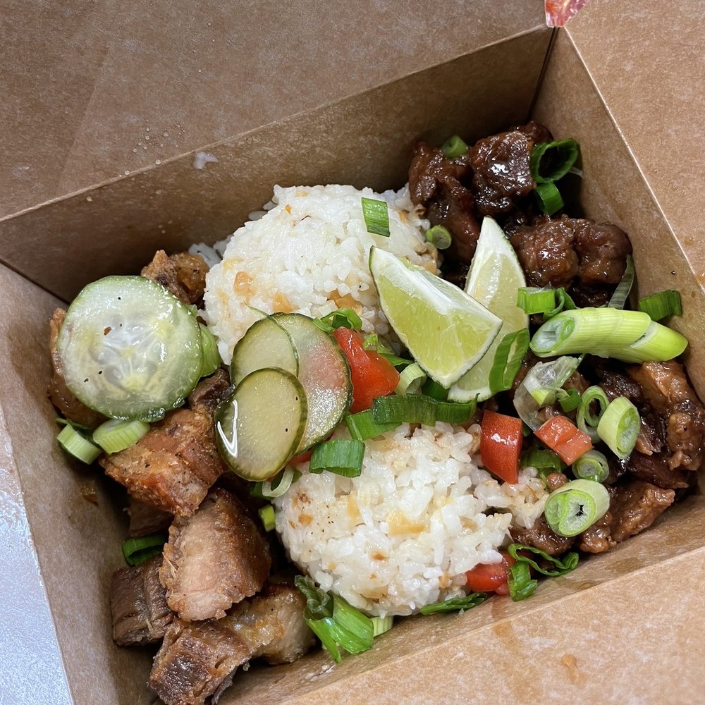 Maymar Filipino Restaurant - Another garlic rice with lechon kawali and tocino (I think) - Filipino Near Me - Chesapeake, Virginia