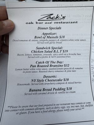 Menu photo 2 Zack's Oak Bar & Restaurant Hoboken, NJ Menu photo 2 Zack's Oak Bar & Restaurant Hoboken, NJ