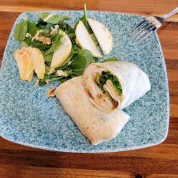 Turkey havarti cheese wrap with pear gorgonzola salad Turkey havarti cheese wrap with pear gorgonzola salad