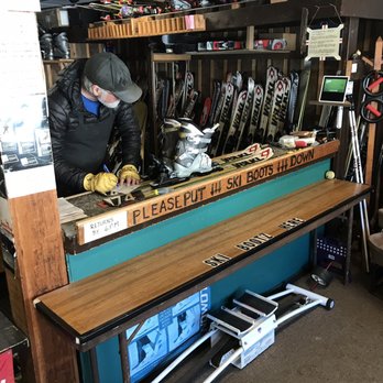 Marty's Budget Ski Rental - Marty fitting our skis - Ski & Snowboard Shops Near Me - Mendon, Vermont