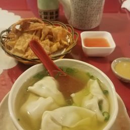 Wonton soup and tea Wonton soup and tea