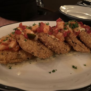Moonshine Grill - Fried Green Tomatos with smoked shrimp, tomatillo aioli and pimento. - Southern Near Me - Austin, Texas Moonshine Grill - Fried Green Tomatos with smoked shrimp, tomatillo aioli and pimento. - Southern Near Me - Austin, Texas