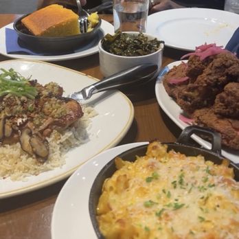COMMUNION Restaurant and Bar - Garlic Chicken thighs, Uncs wings, greens, macaroni and cornbread.  I do not recommend the garlic chicken thighs or cornbread - Soup Near Me - Seattle, Washington