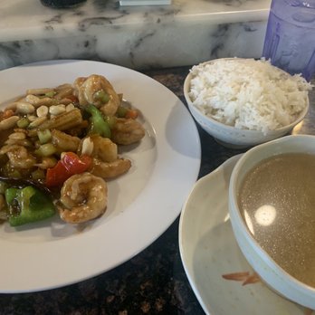 Volcano - Kung Pao Shrimp and Miso Soup - Sushi Bars Near Me - Midland, Texas