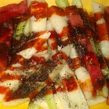 La Michoakana - a plate of sliced vegetables and sauce - Ice Cream & Frozen Yogurt Near Me - Round Lake, Illinois La Michoakana - a plate of sliced vegetables and sauce - Ice Cream & Frozen Yogurt Near Me - Round Lake, Illinois