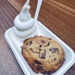 Soft Serve Society - Chocolate peanut butter cookies with vanilla ice cream