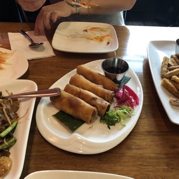 Banana Leaf - From left to right: Shredded papaya mango salad, Char Kuey Teow, vegetable spring rolls, eggplant fries - Malaysian Near Me - Vancouver, British Columbia Banana Leaf - From left to right: Shredded papaya mango salad, Char Kuey Teow, vegetable spring rolls, eggplant fries - Malaysian Near Me - Vancouver, British Columbia