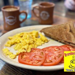 Brandon's Diner - Two 2 Eggs Plate - tomato slices and wheat toast. Had really good coffee and attentive server. Great brunch all the way around.