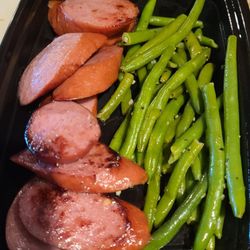 Pat's Protein Plates - Smoked turkey sausage and garlic green beans