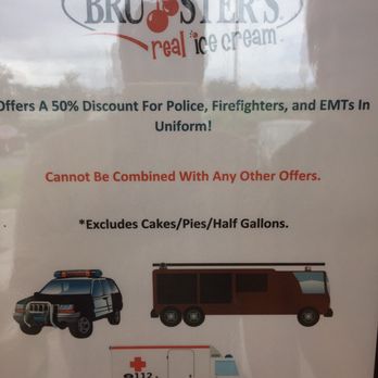 Bruster's Real Ice Cream - 50% off for First Responders in uniform - Desserts Near Me - Clermont, Florida