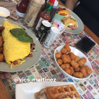 Vic's - The rosie's omel & eggs bennedict & the waffle sandwich with tater tots. Everything is amazing - Breakfast & Brunch Near Me - Martinez, California Vic's - The rosie's omel & eggs bennedict & the waffle sandwich with tater tots. Everything is amazing - Breakfast & Brunch Near Me - Martinez, California