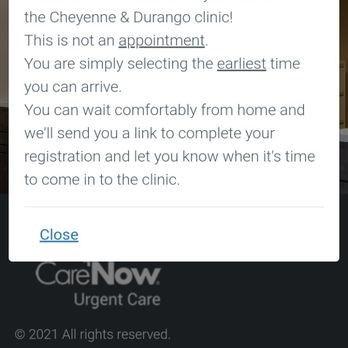 CareNow - The confirmation I received after completing the web check in. I never received the link or heard anything from the clinic. - Urgent Care Near Me - Las Vegas, Nevada