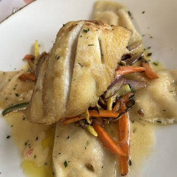 Tuscarora Mill - Halibut special with lobster, ravioli, and lobster brown butter - New American Near Me - Leesburg, Virginia Tuscarora Mill - Halibut special with lobster, ravioli, and lobster brown butter - New American Near Me - Leesburg, Virginia