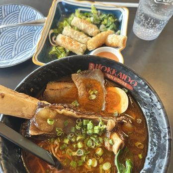 Hokkaido Ramen - Spicy Beef Ramen, shrimp egg roll - Ramen Near Me - Casper, Wyoming