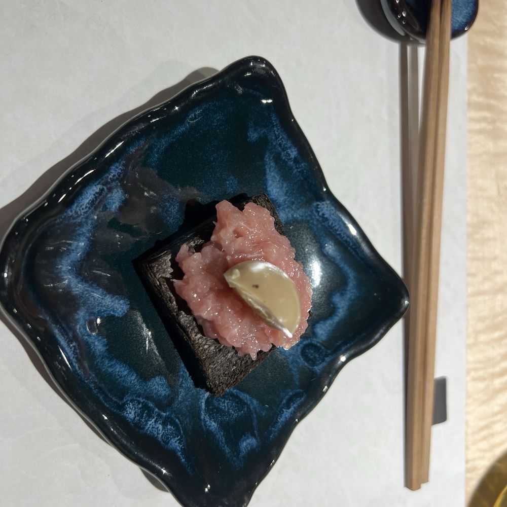Sumo Omakase - Toro on a toast (squid ink) - Sushi Bars Near Me - Las Vegas, Nevada Sumo Omakase - Toro on a toast (squid ink) - Sushi Bars Near Me - Las Vegas, Nevada