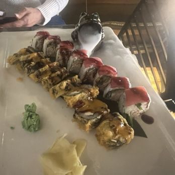 Nara Ramen and Sushi Bar - This is our 2 rolls with a smoking frog for ambience..... - Sushi Bars Near Me - Caldwell, Idaho