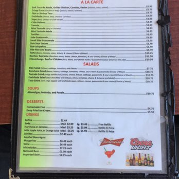 Taco Ranchero - Back of menu - Mexican Near Me - Santa Maria, California Taco Ranchero - Back of menu - Mexican Near Me - Santa Maria, California