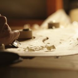 Ellen Paul Violin Bow Rehair and Repair - Shaping the front of a violin